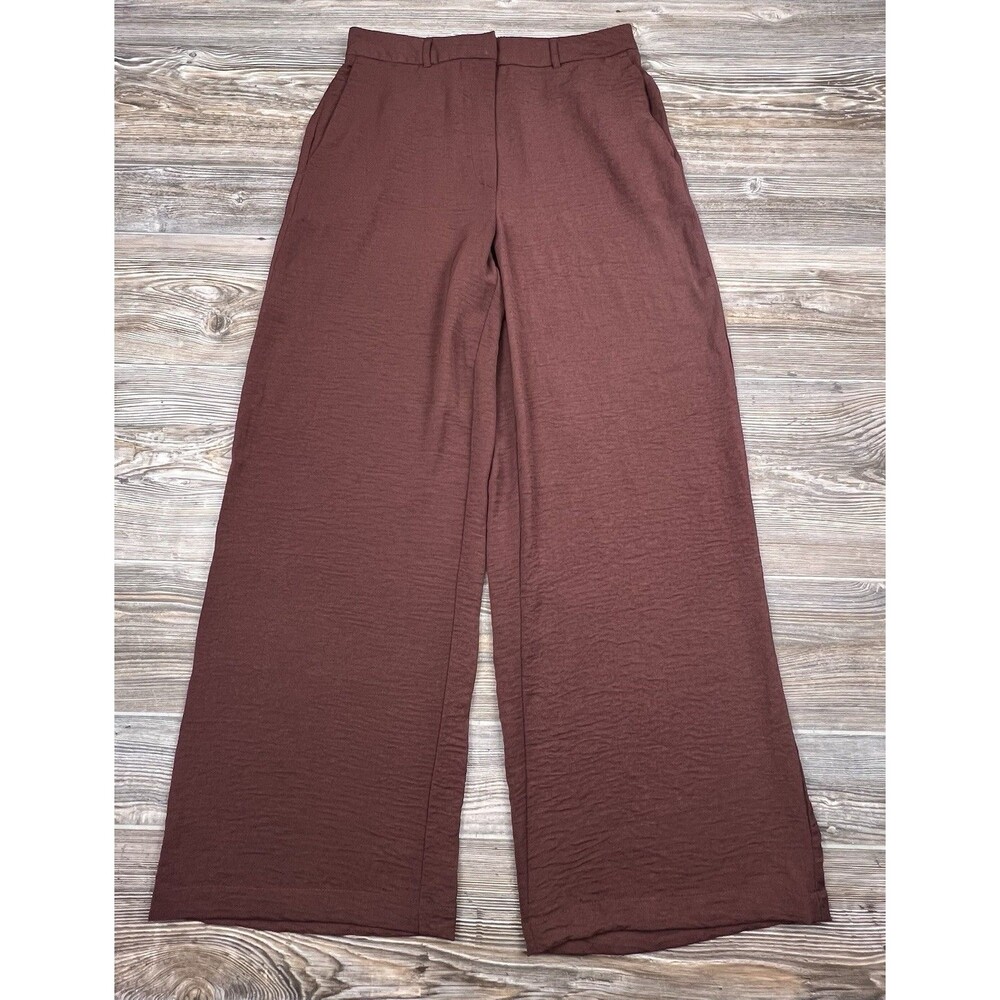 Ophelia Roe Women's L Wide Leg Pants Trousers Brown Boho Chic Flowy Earthy